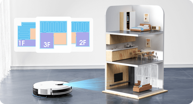 ILIFE A30 PRO robotstofzuiger met multi-floor mapping en precieze navigatie op verschillende verdiepingen