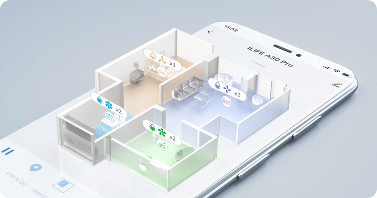 App van ilife pro a 30 waar je de kaart van je huis kan zien