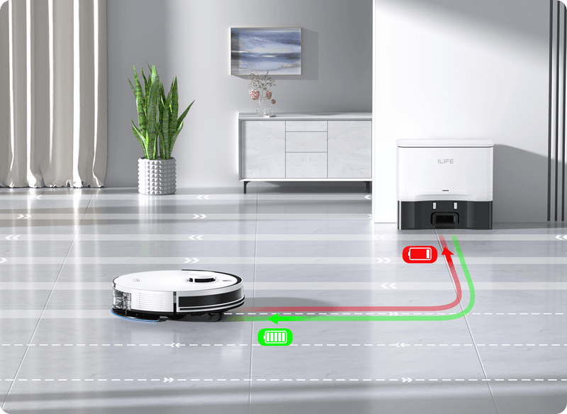 ILIFE A30 PRO robotstofzuiger met recharge and resume functie die schoonmaak hervat na opladen